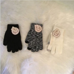 SO magic style knit gloves Woman's Juniors black ivory & Spacedye set
